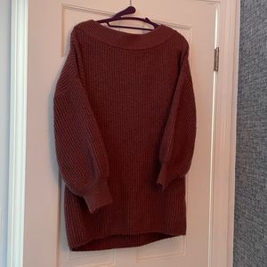 Express off-the-shoulder balloon sleeve sweater